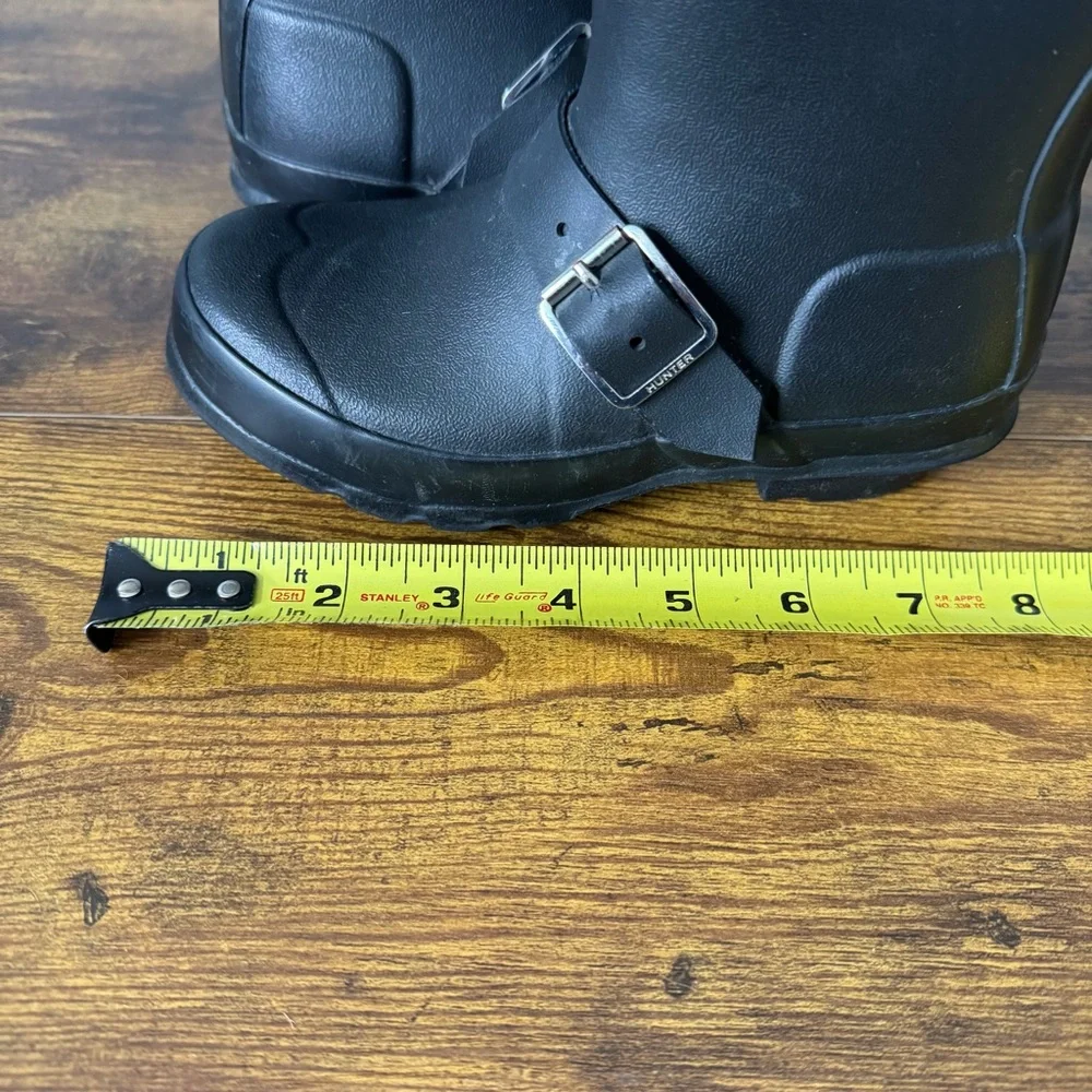 Hunter Kids Black Short Biker Moto‎ Buckle Rain Boots Size 11